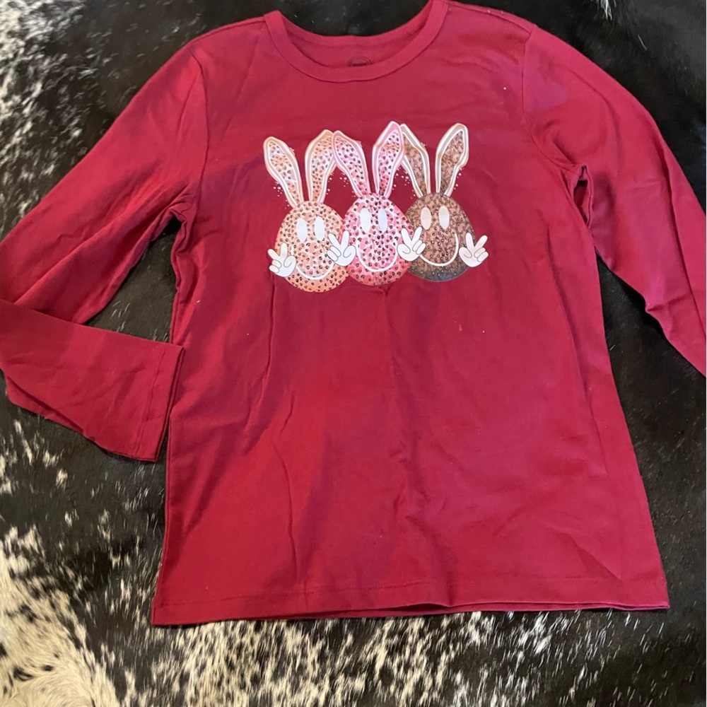 NWOTS Easter Long Sleeve Tshirt Youth Large 10 12 New! Bunny Peace